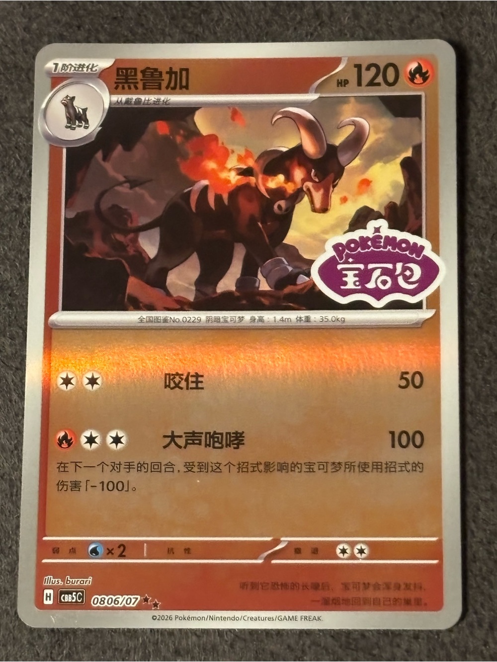 Unique Houndoom (Fire) Collectible Pokemon Card - Exclusive Chinese Gem Pack 5